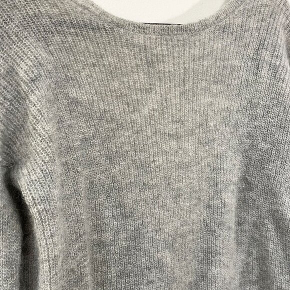 EUC Sezane Robin Mohair Alpaca Reversible Deep-V Sweater Grey XS - Picture 7 of 11